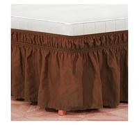 Cache Sommier Jupe de lit Enveloppe Autour des Jupes élastiques Lit Voudges poussière Ventille Volet Solide Couleur Jumeaux Twin/Full Queen King 15 Pouces(Brown,King)