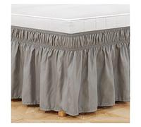 Cache Sommier Jupe de lit Enveloppe Autour des Jupes élastiques Lit Voudges poussière Ventille Volet Solide Couleur Jumeaux Twin/Full Queen King 15 Pouces(Light Grey,Full)