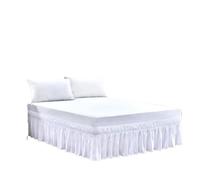 Cache Sommier Jupe de lit épaisse à Volants - Sangle élastique Facile Installer plissée avec Tissu Lavage en Machine(White,200x200x38cm)
