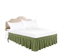 Cache Sommier Jupe de lit épaisse à Volants - Sangle élastique Facile Installer plissée avec Tissu Lavage en Machine(Green,180x220x38cm)