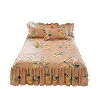 Cache Sommier Jupe De lit épaisse en Lin Style Floral, Couverture Dentelle Double Couche, Couvre-lit Maison (sans taie d'oreiller), 1 pièce(B,Single 120x200cm 1pc)