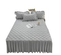 Cache Sommier Jupe De Lit Épaisse, Une Pièce, Antidérapante, Housse Protection, en Dentelle, Lavable Machine(Dark Gray,150X200cm 1pcs)