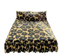 Cache Sommier Jupe de lit Florale - Couvre-lit imprimé brossé et antidérapant avec taie d'oreiller (Queen/King)(Colro-07,200x220cm 3pcs Set)