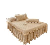 Cache Sommier Jupe de lit Florale en Dentelle Rose Shabby Chic, Ensemble Princesse matelassé à Volants avec taies d'oreiller for Queen Size et King(Color 1,1.8x2m 5Pcs)