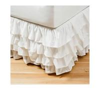 Cache-Sommier, Jupe de Lit Jupe de lit à volants 4 couches, jupe élastique enrouler autour du , couverture sans surface, d'hôtel for la maison, double/complet/queen/king(White,QUEEN 150x200x45cm)