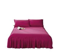 Cache Sommier,Jupe de Lit Jupe de lit de couleur unie maison hôtel couvre-lit couvre-lit protège-matelas jupe de lit drap de lit literie couverture de lit(Rose,Full 137x190x40cm)