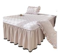 Cache Sommier Jupe de lit matelassée, Couvre-lit épais, Housse à Volants, protège-Matelas, Taille Simple/Queen/King, en Lin (sans taie d'oreiller)(Meiguizi,King 180x200cm 1pc)