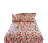 Cache Sommier Jupe De lit Style Dessin animé, Drap à Volants, Couvre-Matelas matelassé, Couvre-lit en Dentelle (sans taie d'oreiller)(Color 3,Queen 150x200cm 1pc)