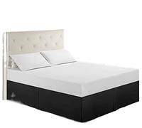 Cache Sommier Meulage Peluche Tissu Jupe de lit Lavable en Machine hôtel ménage Couvre-Lits Reine literie décorer(Black,T 99X190cm)