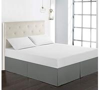 Cache Sommier Meulage Peluche Tissu Jupe de lit Lavable en Machine hôtel ménage Couvre-Lits Reine literie décorer(Dark Gray,F 137X190cm)