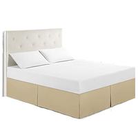 Cache Sommier Meulage Peluche Tissu Jupe de lit Lavable en Machine hôtel ménage Couvre-Lits Reine literie décorer(Off White,Q 153X203cm)