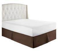 Cache-sommier plissé sur mesure doux et confortable en tissu infroissable et résistant à la décoloration, literie de 38,1 cm de haut (marron, 140 x 190 x 35 cm)
