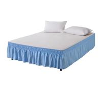 Cache-sommier pour lit double, tour de lit Queen size (bleu ciel, très grand lit)