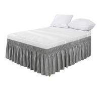 Cache-sommiers enveloppant pour lits avec chute, élastique réglable, volants anti-poussière Queen King Full Twin, lavables en machine (Gris clair, Queen)