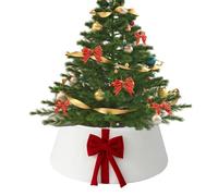 Cache Support Arbre De Noël, Décorations de Fête en Peluche avec Noeud, Collier Pliable pour Sapin De Noël, pour Intérieur Extérieur Table Centre de Table Fête Maison Jardin