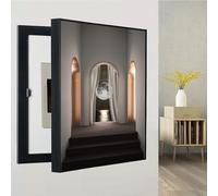 Cache Tableau Electrique, Boîte À Compteurs Décorative, Coffret d'habillage Tableau Électrique Décorative Peinture, for Salon, Dortoir et l'hôtel(Black-3,50 * 60cm/19.7 * 23.6in)