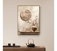 Cache Tableau Électrique Décoratif, Décoration Murale Style Chinois Moderne | Cache Coffret Électrique, 4 Structures d’Ouverture, Cadre PS Noyer, Tailles et Motifs Variés(E,Flip-up,17.7x21.6in)