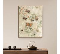 Cache Tableau Électrique Décoratif, Décoration Murale Style Chinois Moderne | Cache Coffret Électrique, 4 Structures d’Ouverture, Cadre PS Noyer, Tailles et Motifs Variés(O,Flip-up,17.7x21.6in)