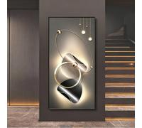 Cache tableau électrique décoratif, Décoration murale verticale minimaliste | Panneau cristal avec cadre aluminium noir, installation pour coffret électrique et incendie(Hanging,19.7*27.6in,F)