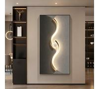 Cache tableau électrique décoratif, Décoration murale verticale minimaliste | Panneau cristal avec cadre aluminium noir, installation pour coffret électrique et incendie(Hanging,31.5*63.0in,B)