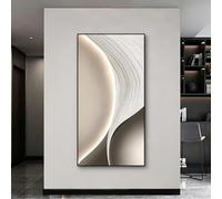 Cache tableau électrique décoratif, Décoration murale verticale minimaliste | Panneau cristal avec cadre aluminium noir, installation pour coffret électrique et incendie(Hanging,27.6*55.1in,J)