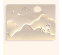 Cache-Tableau Électrique Décoratif - Design de Style Moderne, Motif Montagne et Rivière, Installation Facile, pour Salon et Chambre C L-60x50cm