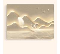 Cache-Tableau Électrique Décoratif - Design de Style Moderne, Motif Montagne et Rivière, Installation Facile, pour Salon et Chambre F R-60x50cm