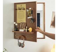 Cache Tableau Électrique Marron Rustique, Avec Étagère Murale De Rangement, Cache Boîte De Fusibles Avec Crochets,Pour Salon, Entrée, Chambre, Bureau(50x60cm)