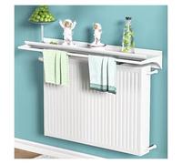 cache/ tablette radiateur hauteur Tablette De Radiateur Blanc, 40 50 80 100 120 150 CM Longueur Radiateur Au-dessus De La Plaque/ Housse Anti-poussière Avec Porte-serviettes Pour Radiateurs En Fonte(L