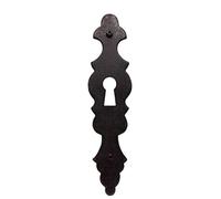 Cache-trou de serrure noir millimètre 105x26x1,2, style antique vintage ou rustique, finition galvanisée (1 trou de serrure)
