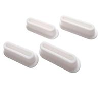 Cache-trou de trop-plein ovale en silicone blanc, lot de 4, for lavabo et évier de 48 mm de diamètre, avec bordure ovale. Idéal for salle de bain et cuisine.
