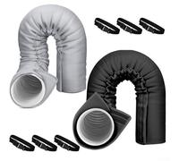 Cache-tuyau isotherme pour climatiseur 152,4 cm pour une meilleure efficacité énergétique et longévité des tuyaux d'échappement (gris + noir)