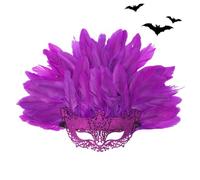 Cache-Visage Mascarade Costume Cosplay À Plumes Pour Halloween