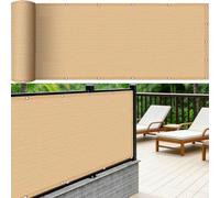 Cache Vue Balcon 1.1 x 5 m, Occultant, Protection Contre Soleil, Vent, UV, Résistant Aux Intempéries Toile Respirant Rectangulaire, with Rope pour Porches, Jaune Sable