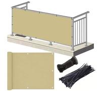 Cache Vue Balcon 1.25 x 3 m PES, Écran Occultant Opaque Protection UV, Résistant Au Vent et à l'eau Brise Vue Occultant, Brise-Vue pour Exterieur Terrasse, Jaune Sable