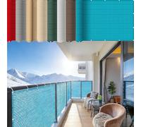 Cache Vue Balcon 1.25 x 7.5 m, Résistant, Durable, La Moisissure, Facile a Poser, Pas Besoin de Percer Couverture de Écran Jardin, avec Œillets pour Balcon, Bleu