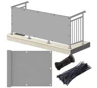Cache Vue Balcon 1.8 x 10 m PES, Écran Occultant Opaque Protection UV, Résistant Au Vent et à l'eau Brise Vue Occultant, Brise-Vue pour Exterieur Terrasse, Gris Clair
