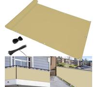 Cache Vue Balcon 125 x 390 cm PES, Écran Occultant Opaque Protection UV, Résistant Au Vent et à l'eau Brise Vue Balcon et Jardin pour Jardin Exterior, Jaune Sable
