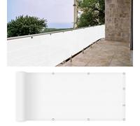 Cache Vue Balcon 130 x 240 cm Protection UV, Coupe-Vent et Imperméable, Résistant Aux Intempéries, Écran de Confidentialité avec Trous et Serre Câbles pour Terrasse, Blanc
