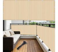Cache Vue Balcon 3.25 x 8.5 m, Cache Balcon Respirant, Vent Protection UV Résistant Ventilé, Brise Vue Exterieur Occultant, with Rope pour, Couleur Crème