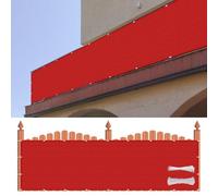 Cache Vue Balcon 90 x 610 cm HDPE 220G/M², Protection Contre Vent, Soleil, Brise Vue Balcon Exterieur Pare-Vue de Diverses Tailles Au Choix pour Jardin Extérieur, Rouge