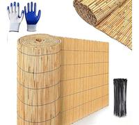 Cache Vue Balcon Robuste,Brise Vue Roseau Imperméable,Barriere Jardin Exterieur Tissé À La Main,Écran De Confidentialité Décorative Avec 100 Attaches Zip Pour Exterieur Terrasse Maison(H110xL300cm/3.6