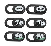 Cache-webcam Coulissant 6 Pièces ABS Noir, pour Tablette et Ordinateur | Motif Panda Discret, Profil Ultra-fin, Installation Rapide, Bureau et Apprentissage à Distance