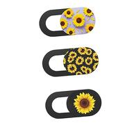 Cache-webcam Coulissant Orange en Abs pour Tablette et Ordinateur Portable | Lot de 3 Pièces, Grand Orifice, Motif Décoratif Tournesol, Protection de Confidentialité