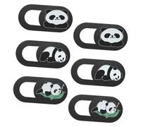Cache-webcam Coulissant Panda Noir 6 Pièces pour Ordinateur Portable | Abs, pour Tablette et Pc, Prévention des Fuites Visuelles, Lot de Six, Motif Panda