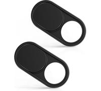 Cache Webcam Slide [0,6mm Ultra Fin Métallique] pour MacBook Pro,Ordinateur Portable,MacBook air,iMac,iPad,PC,iPhone,Protection Vie Privée Caméra Cover Coulissant,Noir [2 Pièces]