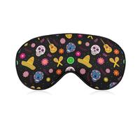 Cache-yeux confortable pour la nuit, motif tête de mort, motif musical « Dia de los Muertos », sangle élastique souple pour homme et femme