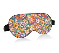Cache-yeux de voyage essentiel pour dormir avec bande élastique réglable, occultant, respirant, coloré, dessin animé, mignon, clown de voyage