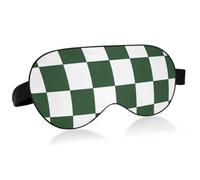 Cache-yeux de voyage essentiel pour le sommeil avec bande élastique réglable, occultant, respirant, carreaux blancs, vert foncé, nuit de sommeil
