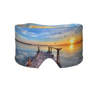 Cache-yeux et oreilles doux imprimé paysage coucher de soleil pour adultes couverture de sommeil pour soulager la sieste de voyage